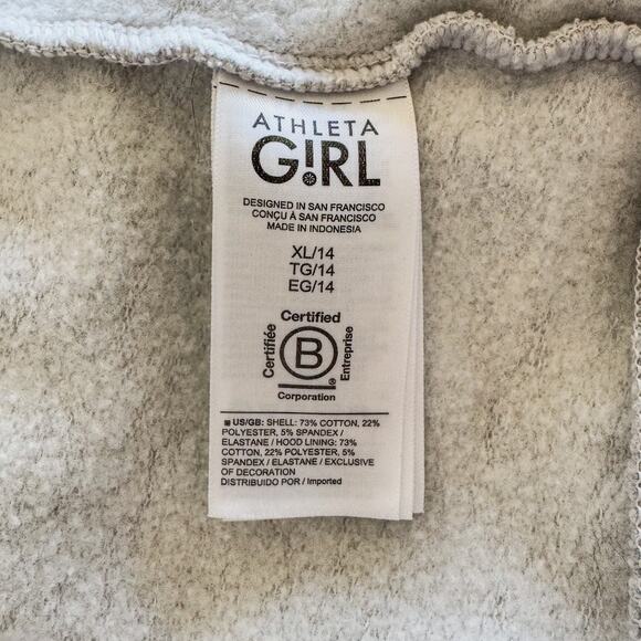 Athleta Girl, All Day Full Zip Sweatshirt, Quartz Heather Grey, Girls Size XL/14 - Picture 8 of 10